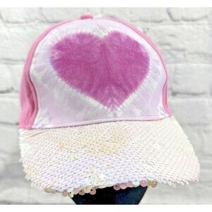 NWT Sequin Heart Baseball Cap Tie Dye Heart Hat p.s. from Aeropostale Adjustable